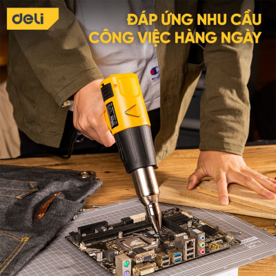 Máy khò nhiệt Deli Súng Khò Hàn Nhựa Màng Co Thổi Hơi Nóng Cao Cấp Lên Tới 480 Độ