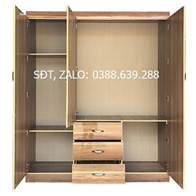 Tủ Áo 3 Cánh 1m6 Gỗ MDF Melamine Sơn Bóng Màu Vàng 195