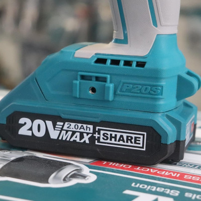 MÁY KHOAN BÚA KHÔNG CHỔI THAN DÙNG PIN 20V (2 PIN 2.0AH VÀ 1 SẠC NHANH) TOTAL TIDLI20608 - HÀNG CHÍNH HÃNG