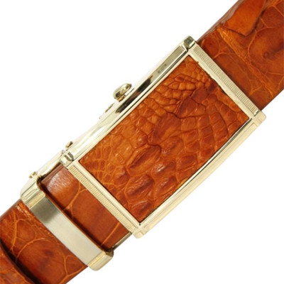 Thắt Lưng Nam Da Cá Sấu Gai Đuôi Huy Hoàng HT4212 (120 x 3.5 cm) - Vàng