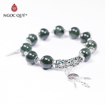 Vòng tay đá thạch anh tóc xanh phối dream catcher size hạt 11mm mệnh hỏa, mộc - Ngọc Quý Gemstones