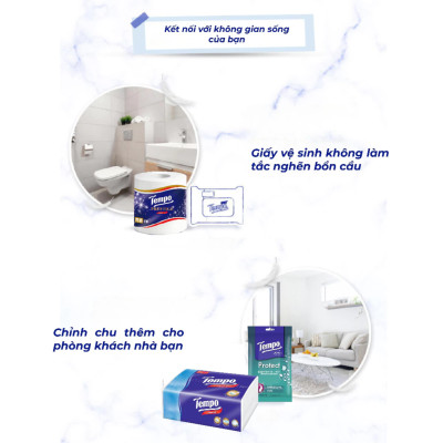 Lốc 10 Cuộn Giấy Vệ Sinh Tempo Prestige - Hoa Chuông Xanh