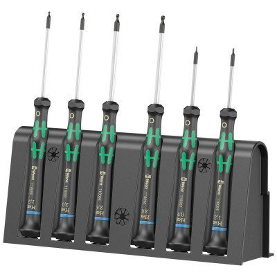 Bộ tua vít điện tử 6 cái lục giác 2052/6 Hexagon  kèm giá treo Wera 05118156001