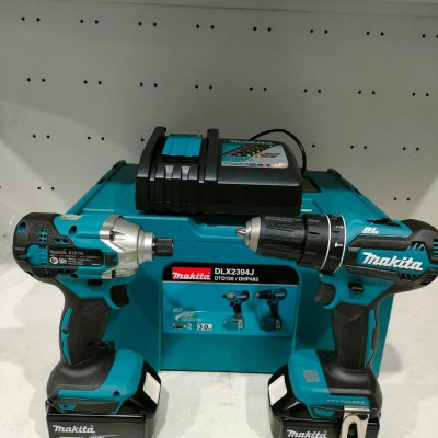 BỘ SẢN PHẨM (DTD156+DHP485+BL1830B+DC18RC)(18V) MAKITA DLX2394J (2 PIN, 1 ĐẾ SẠC NHANH, HỘP NHỰA ĐỰNG) - HÀNG CHÍNH HÃNG