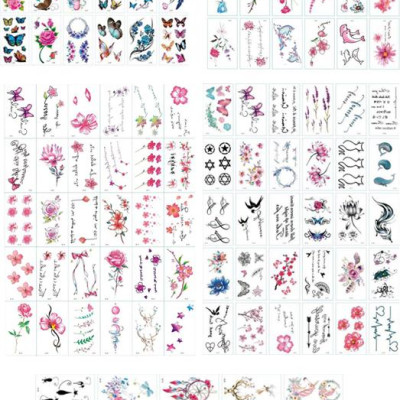 301 hình xăm dán Tatoo nữ tính hoạ tiết mèo bướm hoa lá