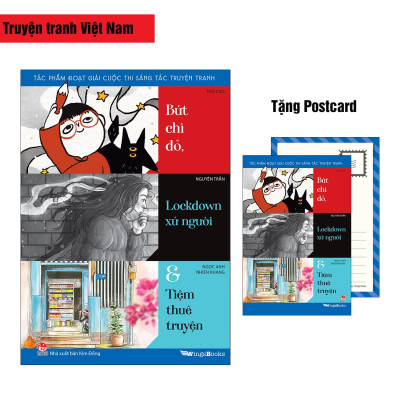Sách - Tác Phẩm Đoạt Giải Cuộc Thi Sáng Tác Truyện Tranh - Bút Chì Đỏ, Lockdown Xứ Người Và Tiệm Thuê Truyện - Tặng Kèm Postcard