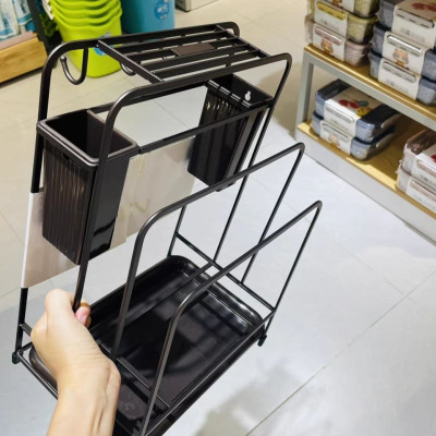 KỆ ĐỂ DAO THỚT SƠN TĨNH ĐIỆN ĐEN CÓ ÔNG CẮM ĐŨA