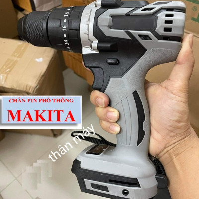 Thân máy khoan pin có búa 13mm, 3 chế độ, Chân pin phổ thông, bảo hành 1 năm