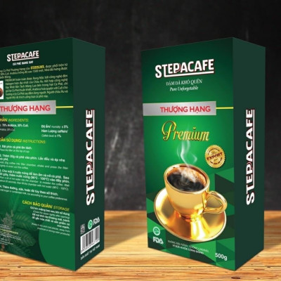STEPPACAFE-Cà Phê Rang Xay Thượng Hạng PREMIUM 70% Arabica + 30% Culi (Túi 500g có hộp)