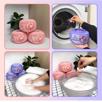 Viên giặt xả quần áo thơm lâu TopGia 3in1, hương hoa hồng và lavender,  giặt sạch, tiết kiệm
