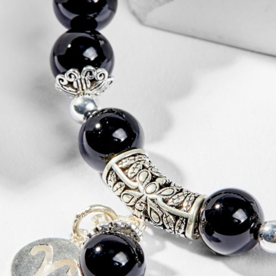 Vòng Tay Phong Thủy Đá Obsidian Phối Charm Cung Hoàng Đạo Bạch Dương (8mm) Mệnh Thủy, Mộc Ngọc Quý Gemstones