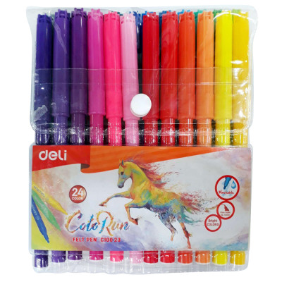 Vĩ Bút Dạ Nước 24 Màu Deli C10023 - Giao Màu Ngẫu Nhiên