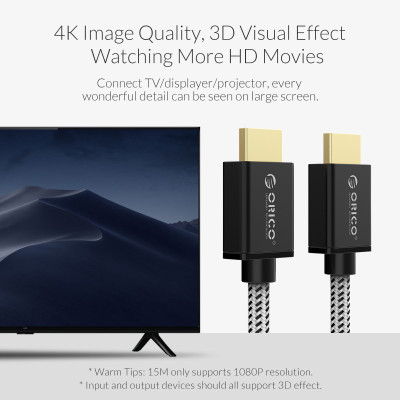 Cáp HDMI ORICO HD501-150-BK - chuẩn 2.0 1080P/60Hz (dây dù) 15 mét - Hàng Chính Hãng