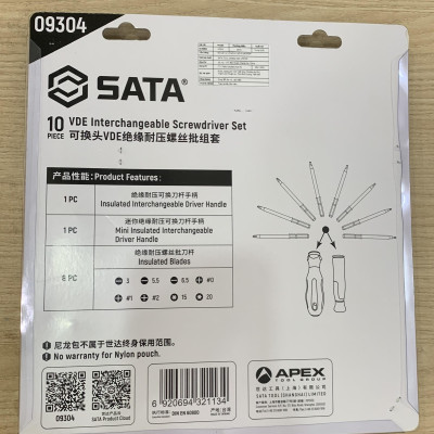 Bộ tua vít cách điện 1000V VDE 10 chi tiết thay đổi 09304 kèm túi đựng