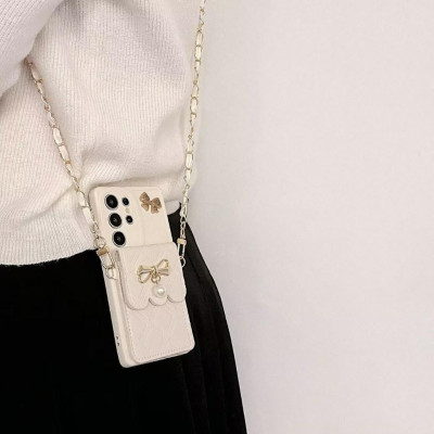 Ốp Lưng Cho Samsung S25 Ultra / S25 Plus / S24 Ultra / S23 Ultra / S22 Ultra Nơ Ví Da Kèm Dây Đeo Dài -BUM STORE GALAXY