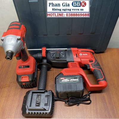 Bộ Combo 2 Trong 1 Gồm Máy Khoan Đục Bê Tông Dùng Pin 188V, Khoan Bê Tông Siêu Khỏe Và Máy Bắn Vít Cầm Tay 3 Chức Năng (Tặng Hộp Đựng)
