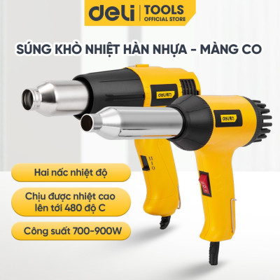 Máy khò nhiệt Deli Súng Khò Hàn Nhựa Màng Co Thổi Hơi Nóng Cao Cấp Lên Tới 480 Độ