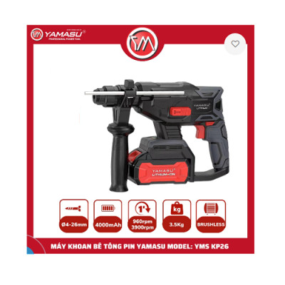 MÁY KHOAN BÊ TÔNG PIN 20V 4000MAH  ( 2 CHỨC NĂNG ) YMS-KP26 YAMASU - HÀNG CHÍNH HÃNG