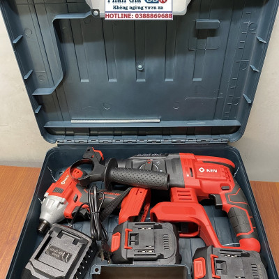 Bộ Combo 2 Trong 1 Gồm Máy Khoan Đục Bê Tông Dùng Pin 188V, Khoan Bê Tông Siêu Khỏe Và Máy Bắn Vít Cầm Tay 3 Chức Năng (Tặng Hộp Đựng)