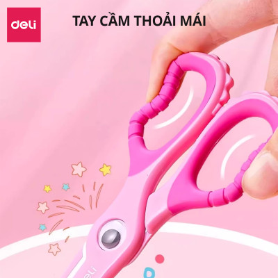 Kéo Thủ Công Cắt Giấy Deli Kéo Học Sinh Đầu Tròn An Toàn Và Dễ Sử Dụng Đối Với Trẻ Nhỏ Thiết Kế Ngộ Nghĩnh Nhiều Màu Sắc