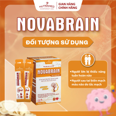 Gói uống Novabrain hỗ trợ ngăn ngừa và phục hồi tai biến mạch máu não do tắc mạch (20 gói) - Nutramed