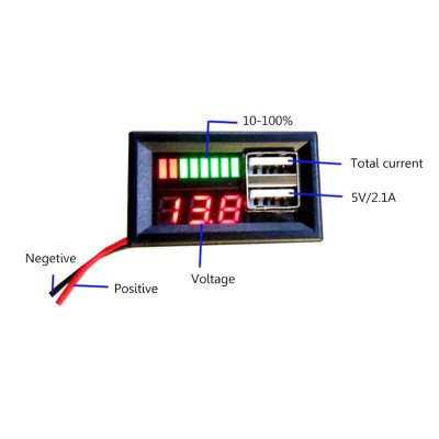 Đồng Hồ Đo Điện Ắc Quy 12V-80V Có Sạc USB - Sản Phẩm Loại Tốt Bền Bỉ, ĐÈN TRANG TRÍ , ĐỒNG HỒ TREO TƯỜNG