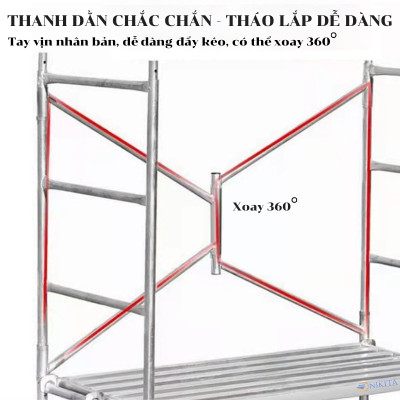 [NEW] Giàn giáo di động 2 mâm đứng MD180, chắc chắn, dùng cho công trình, có thể ghép nối tăng chiều cao, chính hãng Nikita