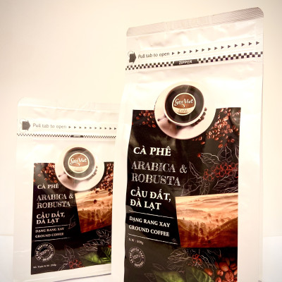 Cà phê Arabica và Robustar cầu đất, đà lạt- 100% cà phê nguyên chất dạng rang xay 500g