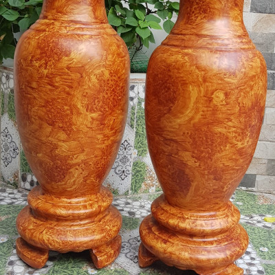 Cặp Bình Gỗ nu gõ hay gõ vẽ nu cao tròn đều đẹp cao 60cm x đk 20cm ý nghĩa bình an , phú quý Anh Chị trưng phòng khách nhà, công ty, bàn thờ thần tài to đẹp ạ