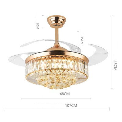 Quạt đèn LED CHOSON cánh cụp xèo phong cánh hiện đại- 3 chế độ ánh sáng - kèm điều khiển từ xa