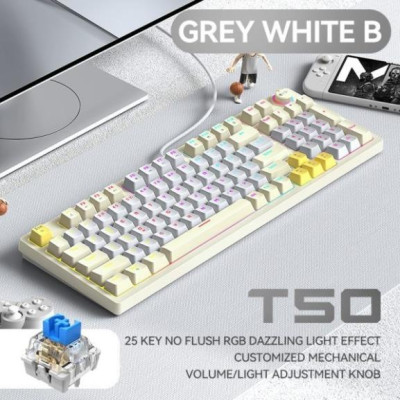Keyboard T-WOLF T50 Black Chính hãng (Phím cơ, 97 key, Blue Switch, 22 chế độ LED) BH 12 tháng - Hàng chính hãng