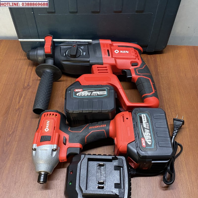 Bộ Combo 2 Trong 1 Gồm Máy Khoan Đục Bê Tông Dùng Pin 188V, Khoan Bê Tông Siêu Khỏe Và Máy Bắn Vít Cầm Tay 3 Chức Năng (Tặng Hộp Đựng)