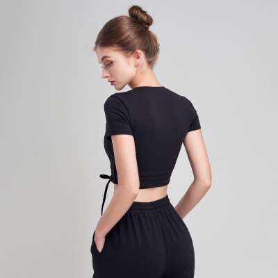 Áo Croptop Tập Yoga Gym Hibi Sports CR825, Kiểu Nhún Rút Dây, Kèm Mút Ngực