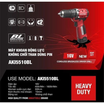 MÁY KHOAN PIN 16V AKI5510BL COMBO AMAXTOOLS - HÀNG CHÍNH HÃNG