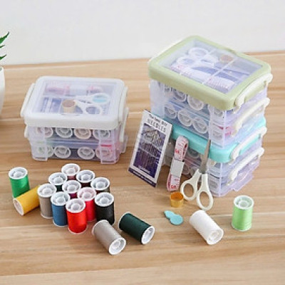 3 TẦNG Hộp Kim Chỉ May Đồ Đa Năng Dùng Trong Gia Đình Tiện Dụng Bộ Hộp Kim Chỉ May Vá Đa Năng Gia Đình Nhiều Tầng - Kim Khâu, Chỉ, Kéo, Thước Dây, Đủ Size Màu Mini - Giao Màu Ngẫu Nhiên