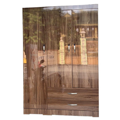 Tủ Áo 3 Cánh Gỗ MDF Melamine Sơn Bóng Màu Óc Chó