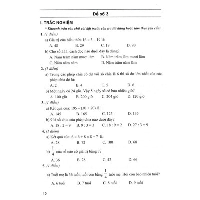 Bộ Đề Kiểm Tra Môn Toán Lớp 3 (Dùng Kèm SGK  Kết Nối Tri Thức Với Cuộc Sống)-MK
