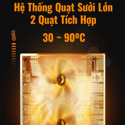 Máy Sấy Thực Phẩm Inox 12 Khay HTG ST06 Sấy Khô Hoa Quả, Thịt Cá, Rau Củ, Có Tia UV, Hàng Chính Hãng