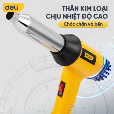 Máy khò nhiệt Deli Súng Khò Hàn Nhựa Màng Co Thổi Hơi Nóng Cao Cấp Lên Tới 480 Độ