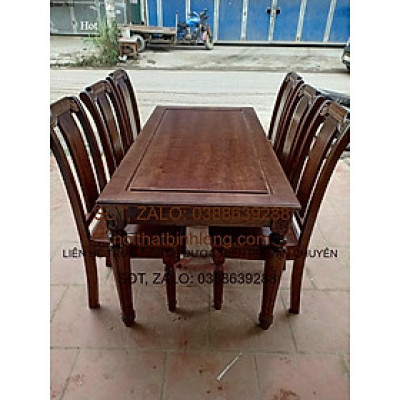 Bộ bàn ghế phòng ăn lau màu óc chó