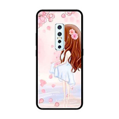 Ốp Lưng in cho Vivo V17 Pro Mẫu Cô Gái Váy Trắng Nền Hoa Đào - Hàng Chính Hãng