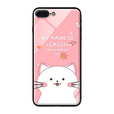 Ốp kính cường lực cho iPhone 8 Plus Mèo Trắng Thích Ăn - Hàng chính hãng