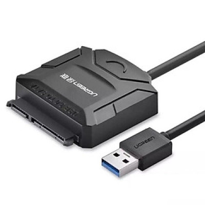 Ugreen UG20611CR108TK 25CM màu đen Bộ chuyền USB 3.0 sang SATA cho ổ cứng có hỗ trợ nguồn - HÀNG CHÍNH HÃNG