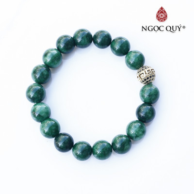 Vòng đá thiên nhiên hạt 10mm phối charm hợp kim đính đá - Ngọc Quý