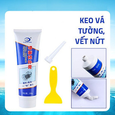 Combo 2 tuýp keo vá tường JES031, Tặng kèm đầu vòi, bàn bả, giấy nhám đánh bóng bề mặt