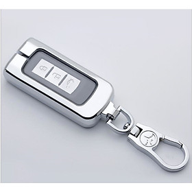 Ốp vỏ chìa khóa, bao da chìa khóa inox có lót bọc silicon cao cấp dành cho xe Mitsu Xpander M02 - màu bạc