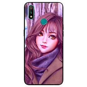 Ốp Lưng in cho Realme 3 Mẫu Cô Gái Mắt Nâu - Hàng Chính Hãng