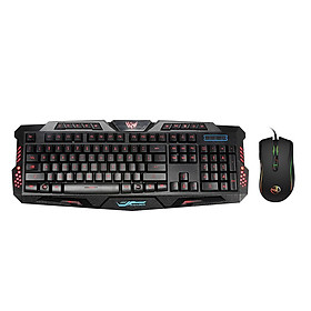Bàn phím và Chuột chơi game có dây HSXJ English 3 Đèn nền Kết hợp Chuột quang có thể điều chỉnh DPI 