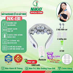 Máy massage cổ xung điện Nikio NK-131 - 8 điện cực, 2 miếng dán, HDSD bằng giọng nói