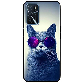 Ốp lưng dành cho Oppo A16 mẫu Mèo Đeo Kính Tím